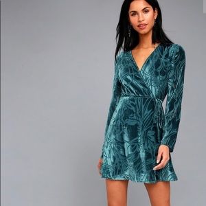Teal velvet Wrap dress